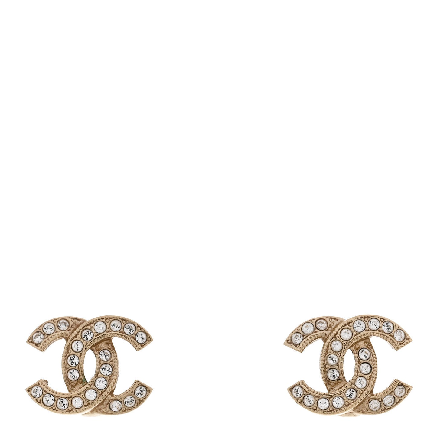 Crystal Mini CC Earrings Light Gold