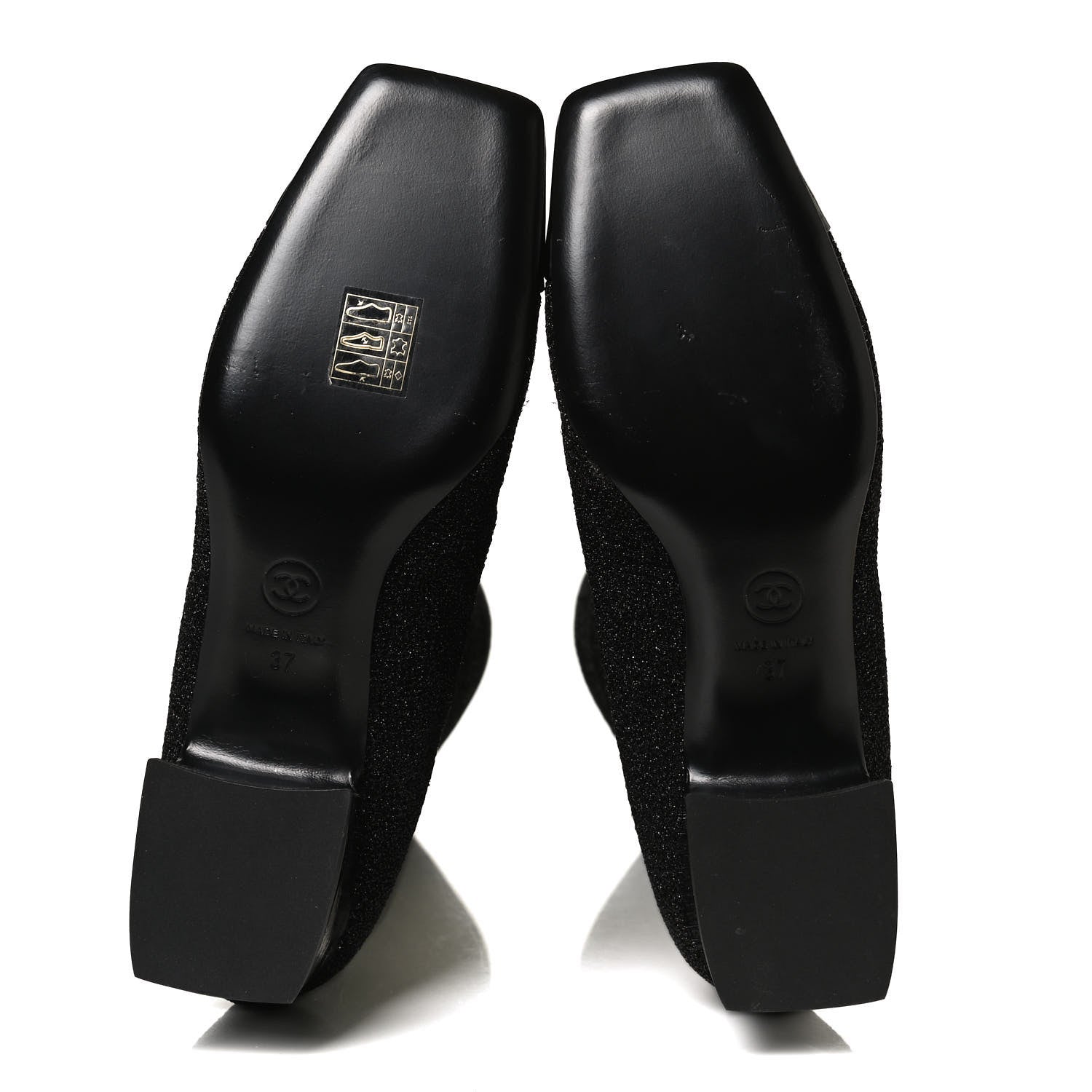 Chanel Glitter Patent Cap Toe High Boots 37 Black 5 of 7