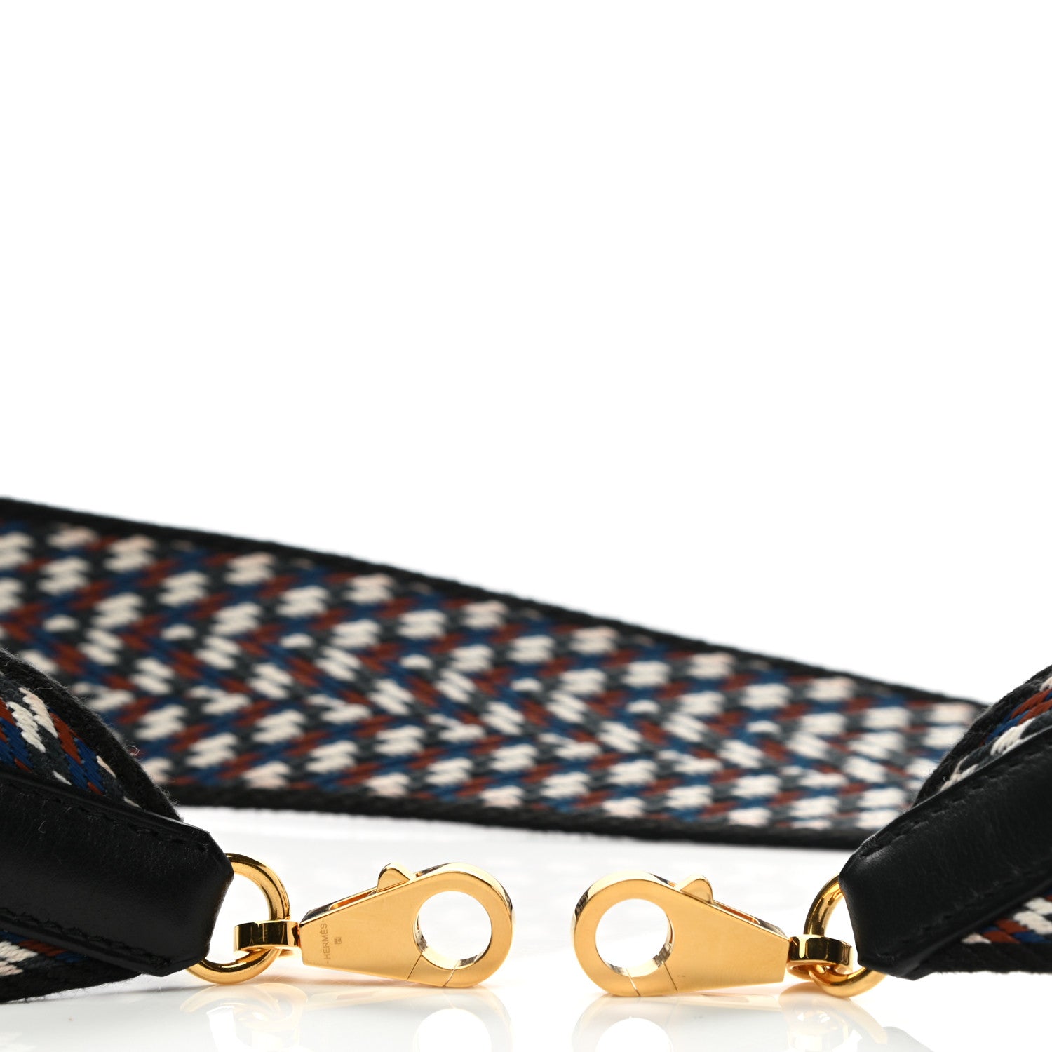 Hermes Toile Swift 50mm Sangle ZigZag Shoulder Strap Black White Deep Blue 4 of 4