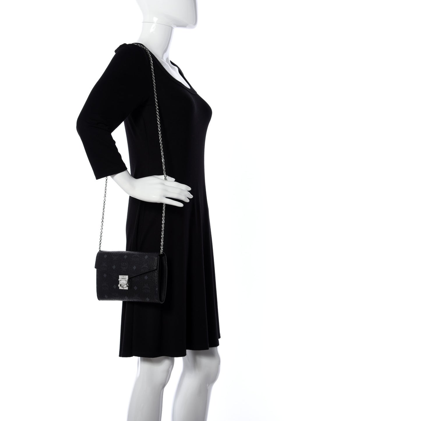 Visetos Medium Patricia Wallet On Chain Black