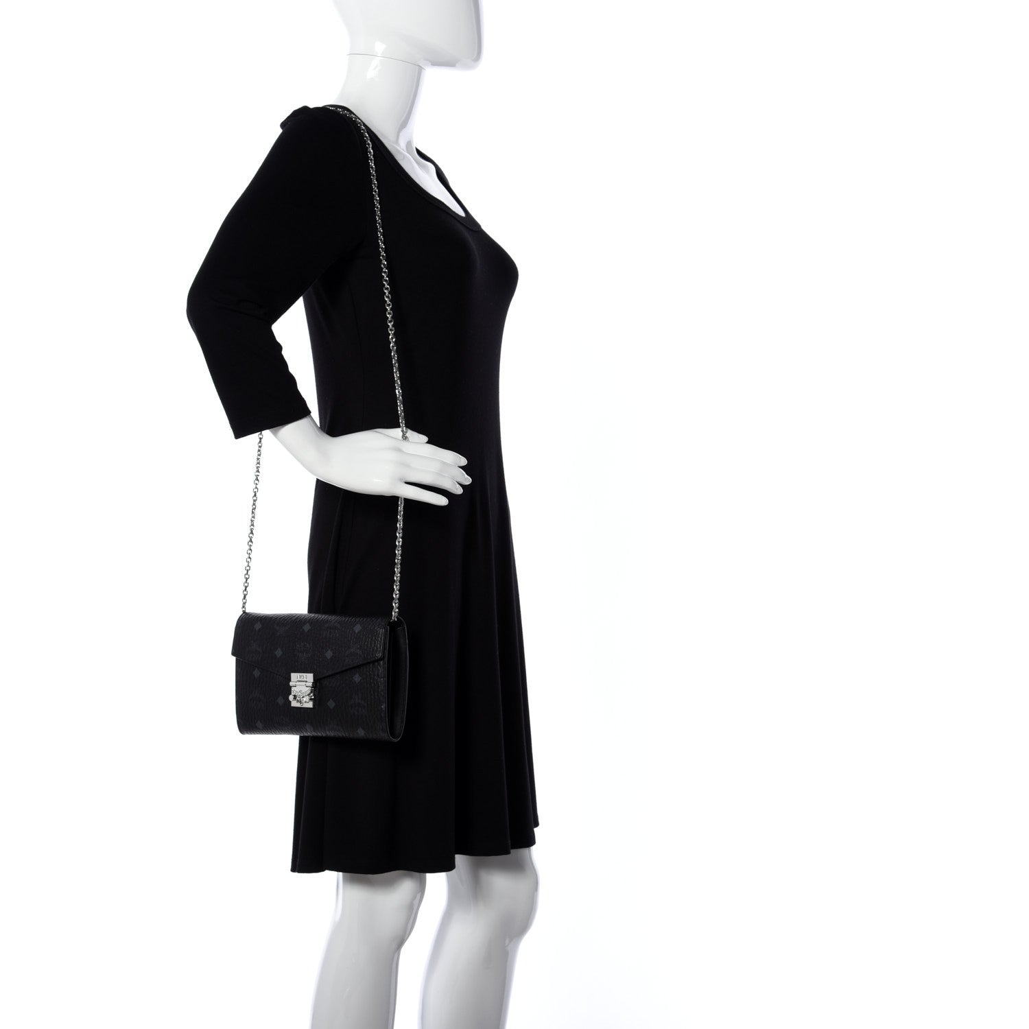 MCM Visetos Medium Patricia Wallet On Chain Black 2 of 9