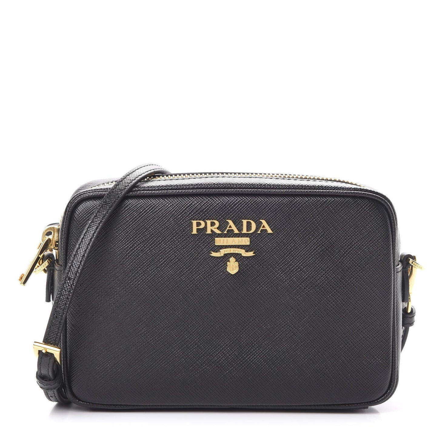Saffiano Lux Small Camera Crossbody Bag Black