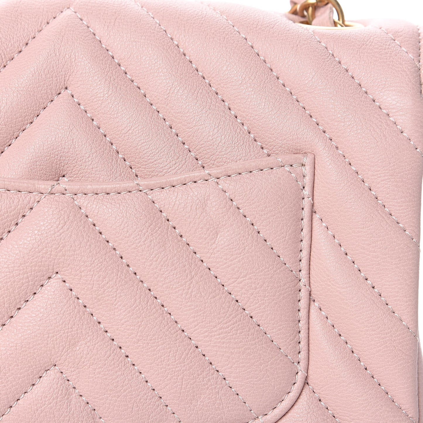 Calfskin Chevron Quilted Mini Rectangular Flap Light Pink