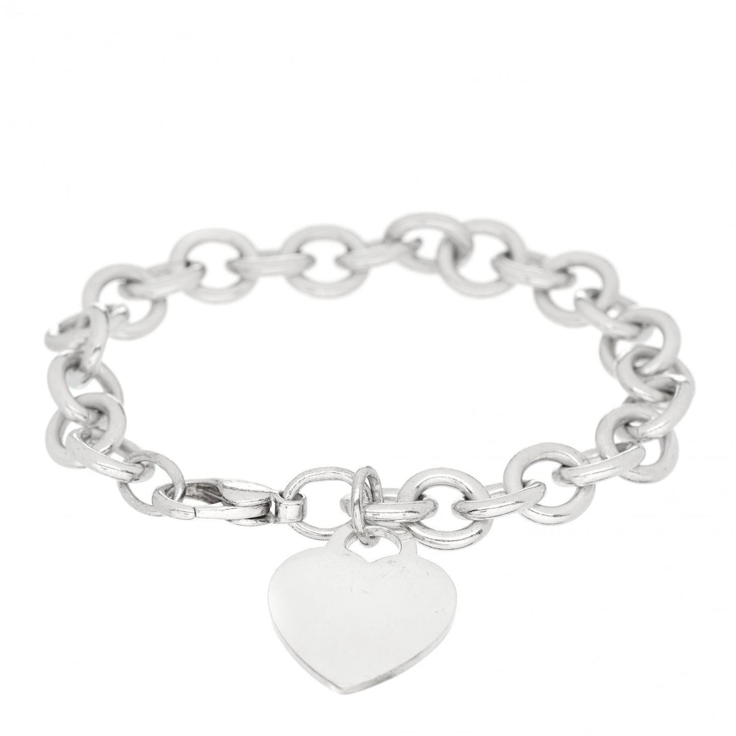 Sterling Silver Heart Tag Charm Bracelet