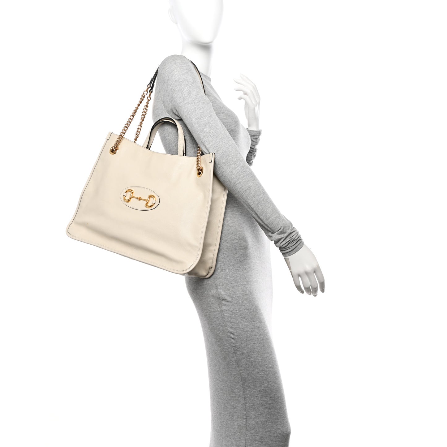 New Sakai Calfskin Lux Large Horsebit 1955 Tote Bag Mystic White