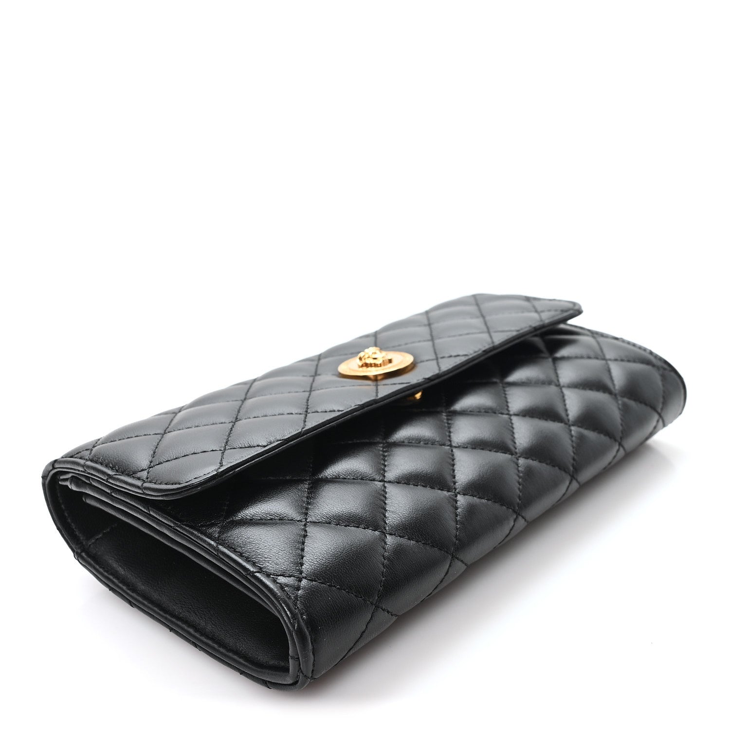Versace Lambskin Quilted Medusa Wallet On Chain Crossbody Black 4 of 9