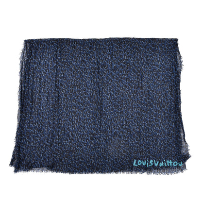 Louis Vuitton Cashmere Silk Leopard Etole Stole Blue 1 of 3