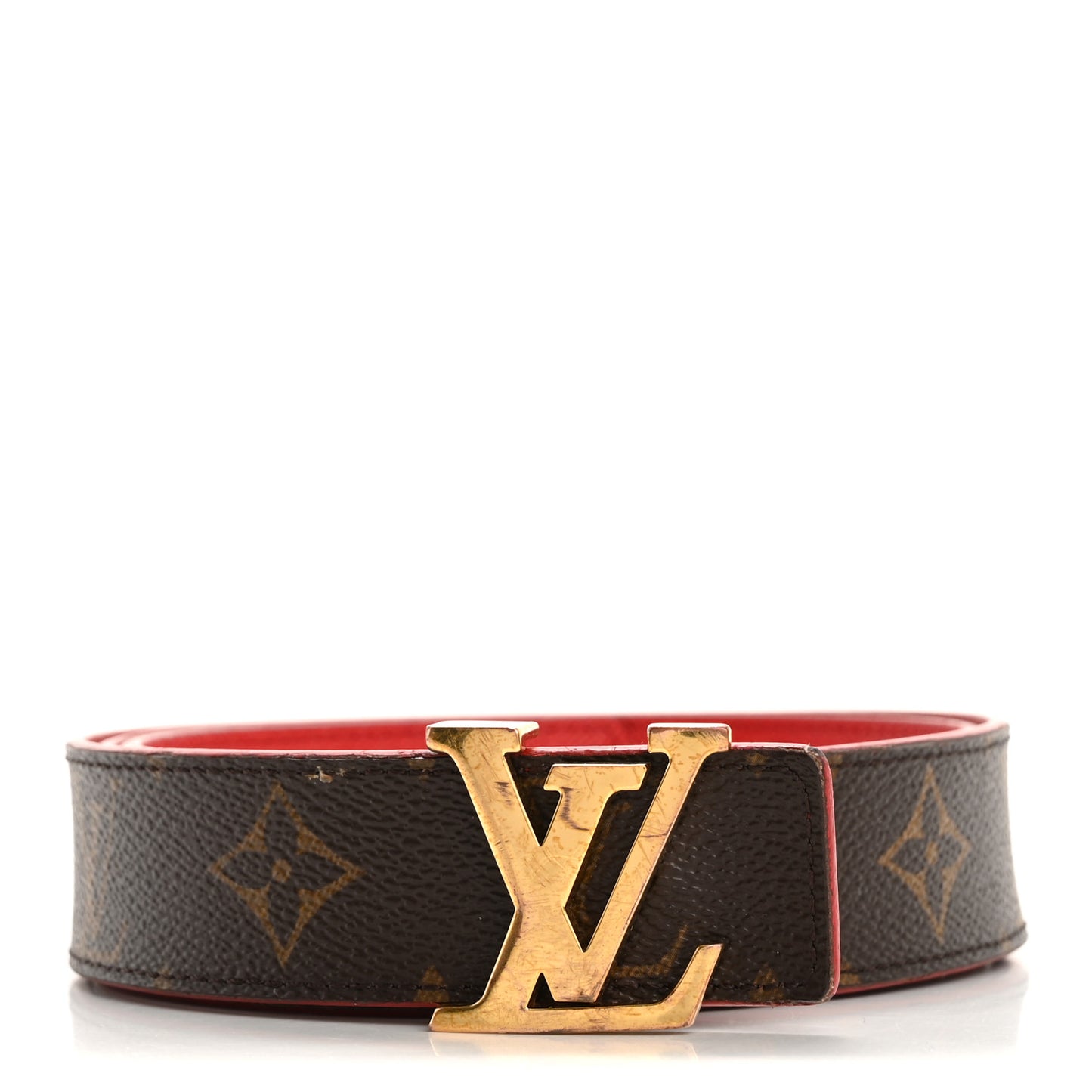 Calfskin Monogram 30mm LV Initiales Reversible Belt 85 34 Red