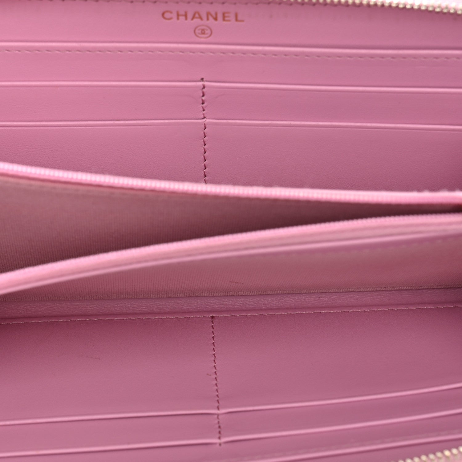 Chanel Caviar Quilted Large Gusset Zip Around Wallet Light Pink 5 of 13