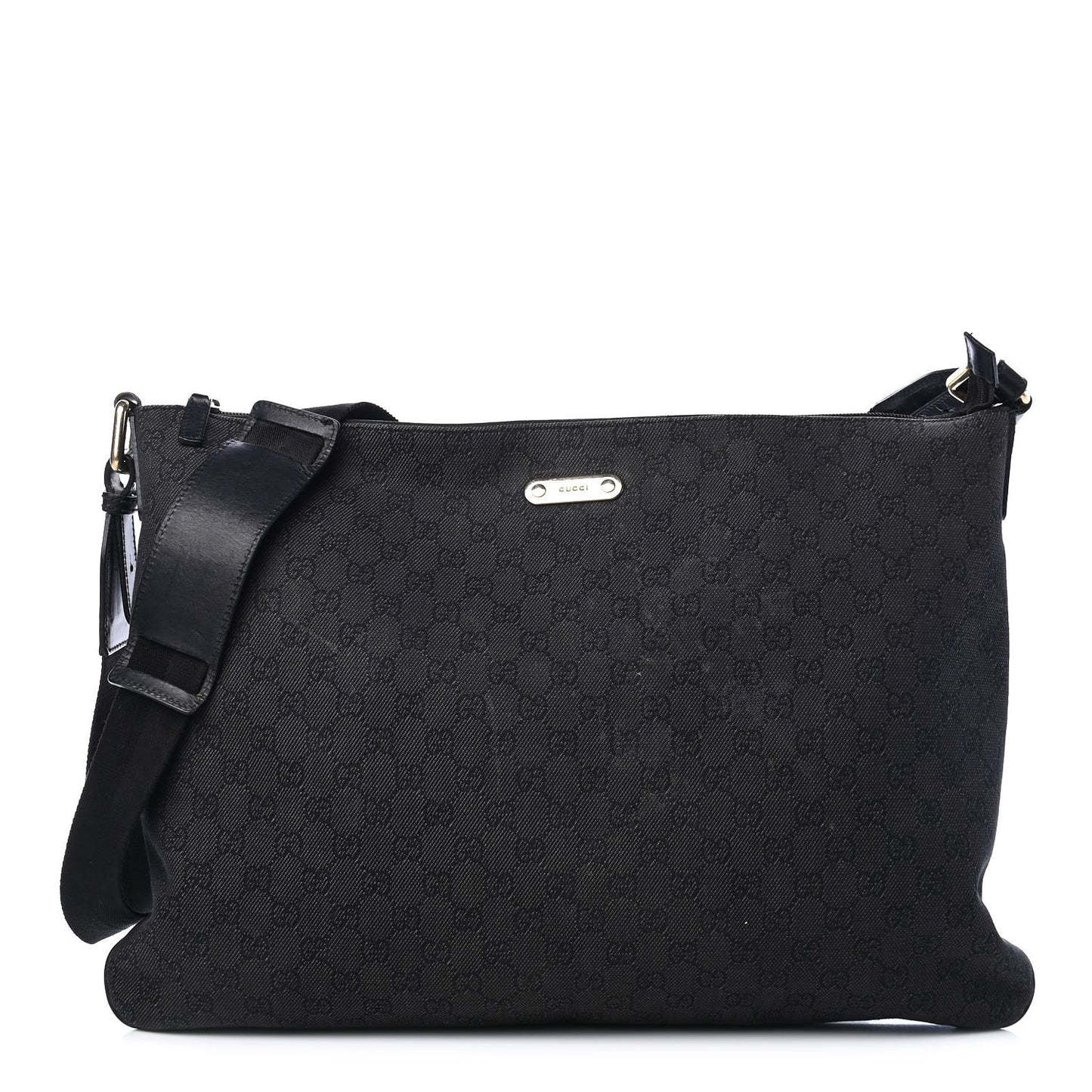 Denim Monogram Flat Messenger Bag Black