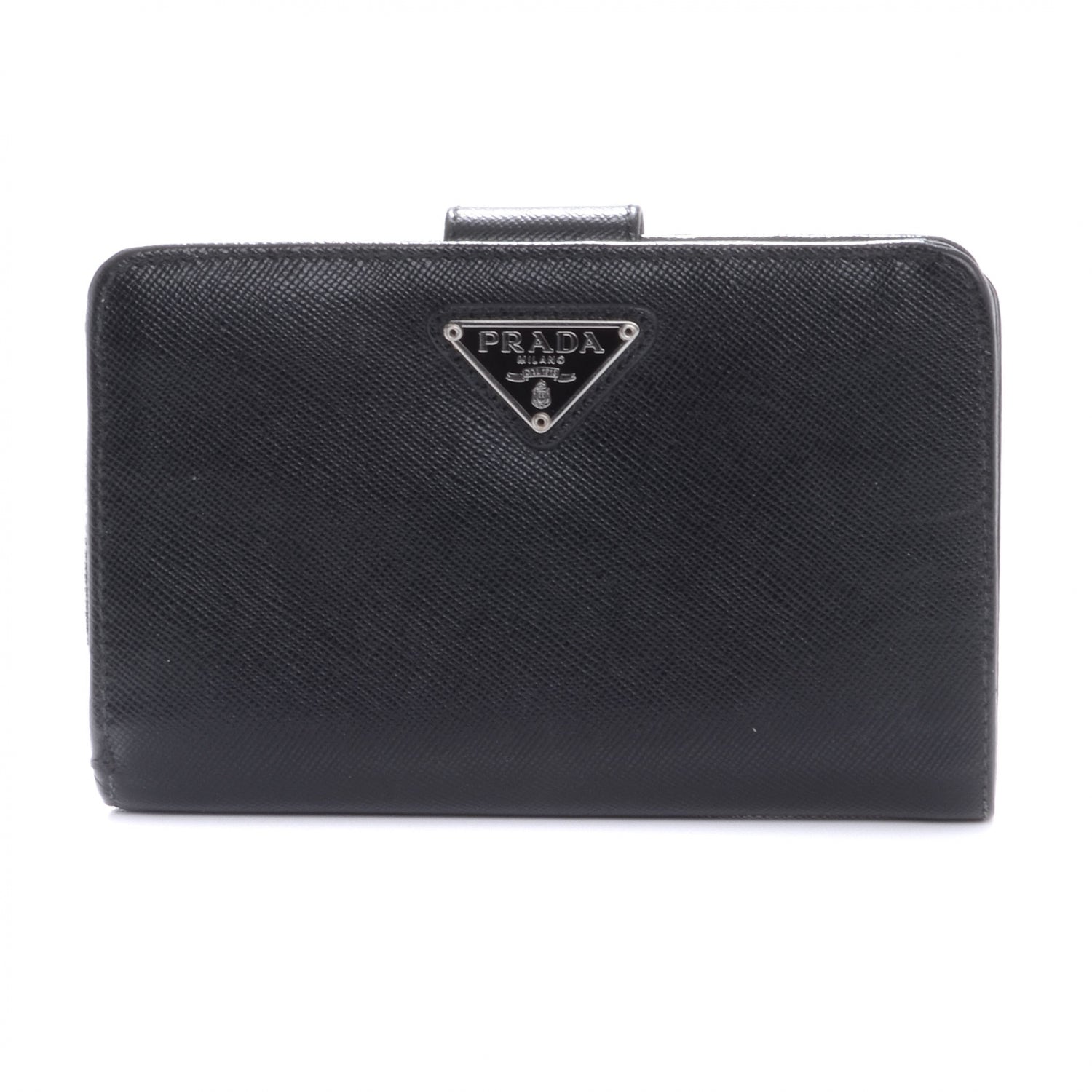 Prada Vitello Daino Compact Wallet Nero Black 1 of 10