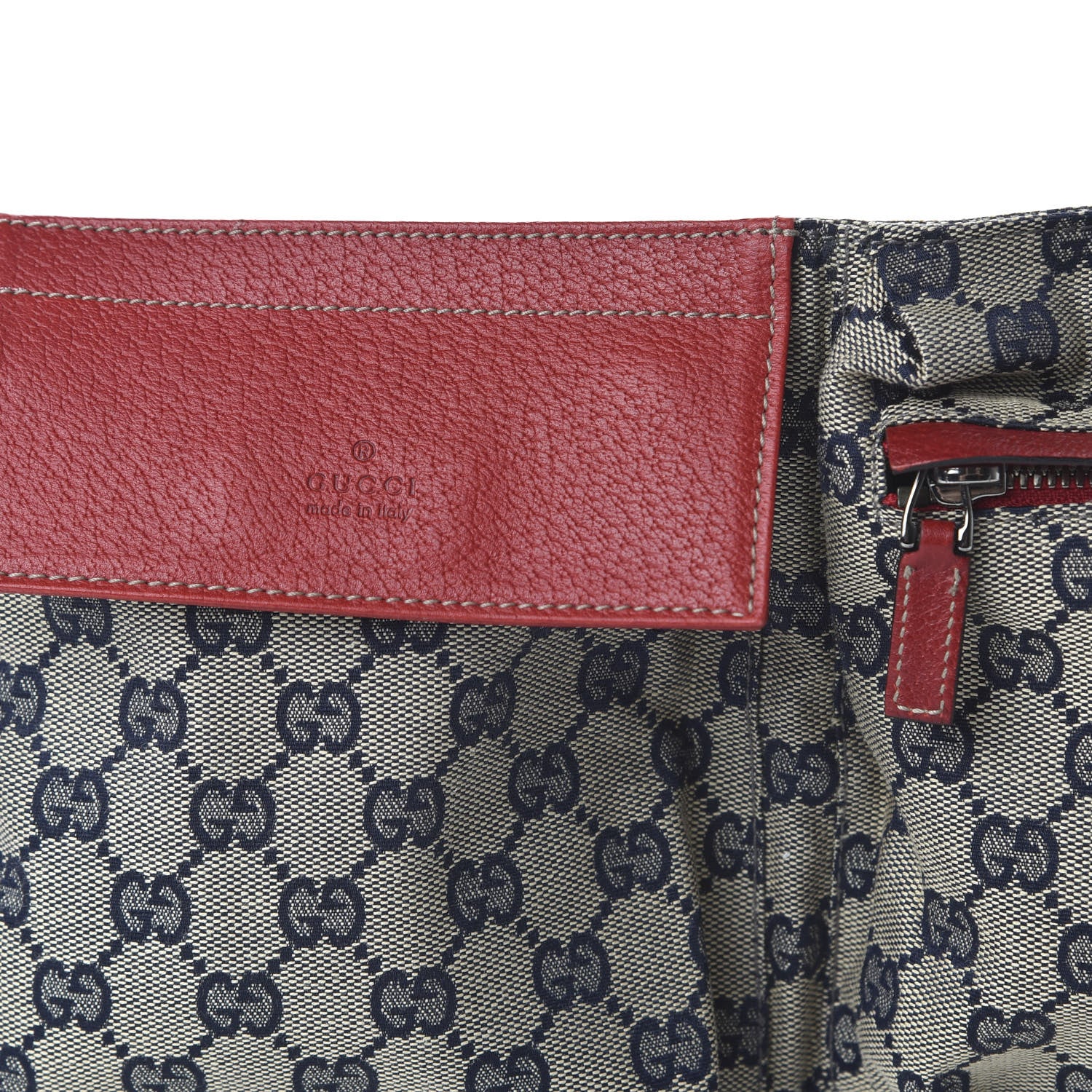 Gucci GG Monogram Web Double Pocket Belt Bag Navy Red 10 of 10