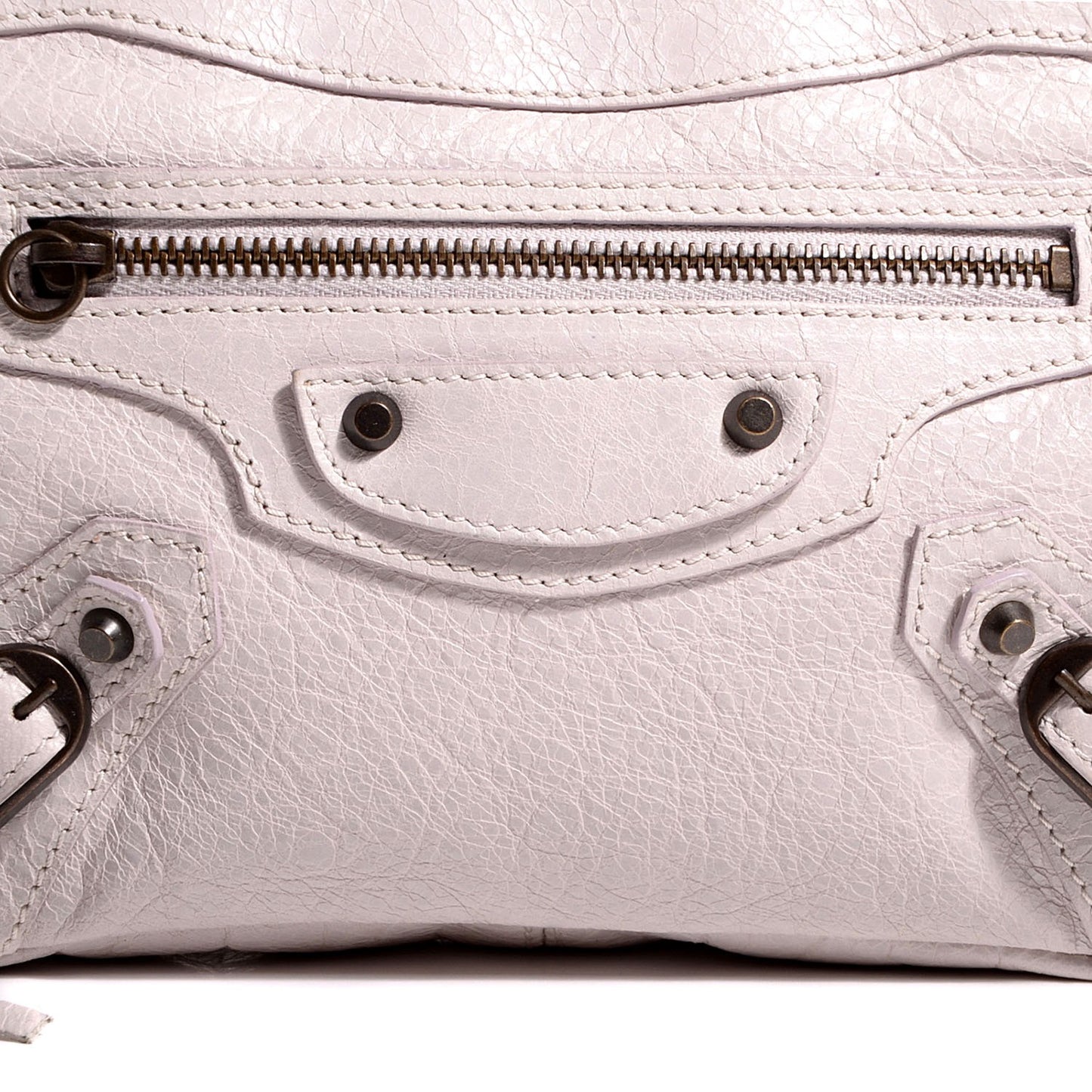 Agneau Classic Hardware Porte Toilette Makeup Clutch Nacre