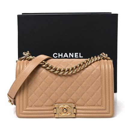 Chanel Caviar Quilted Medium Boy Flap Beige 11 of 11