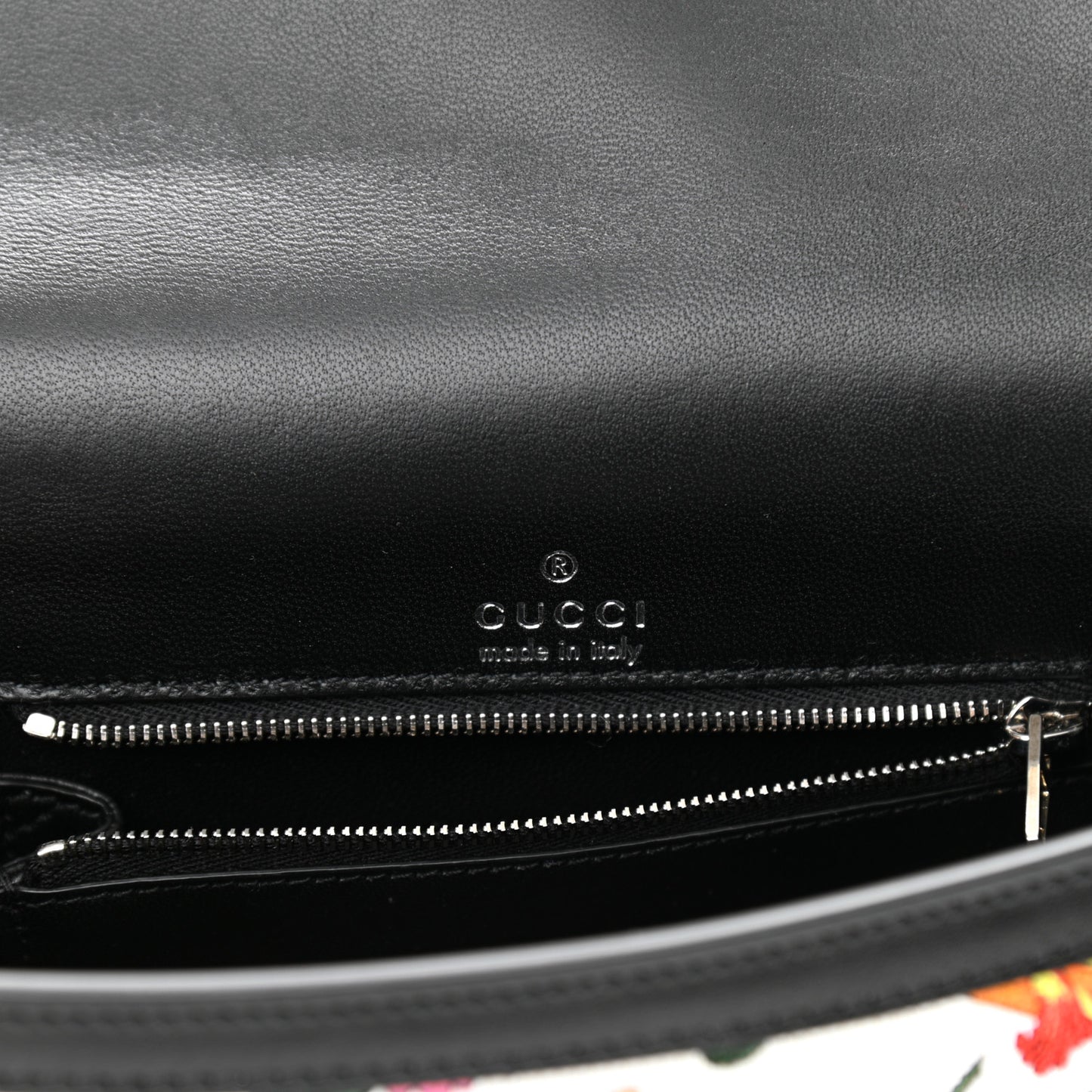 X GUCCI Canvas Boarded Plutone Calfskin Flora Logo Print Small Hourglass Top Handle Bag White Multicolor Black