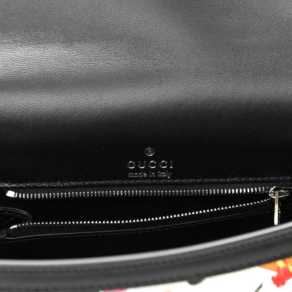 Balenciaga X GUCCI Canvas Boarded Plutone Calfskin Flora Logo Print Small Hourglass Top Handle Bag White Multicolor Black 7 of 9