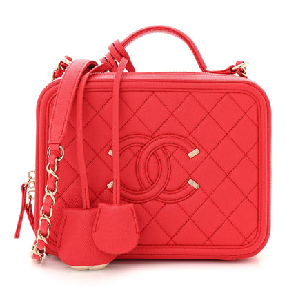 Chanel Caviar Quilted Medium CC Filigree Vanity Case Red 1 of 11