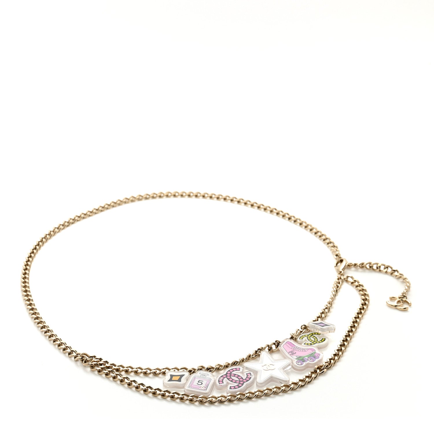 Chanel Metal Resin Crystal CC Charm Belt Gold 1 of 3