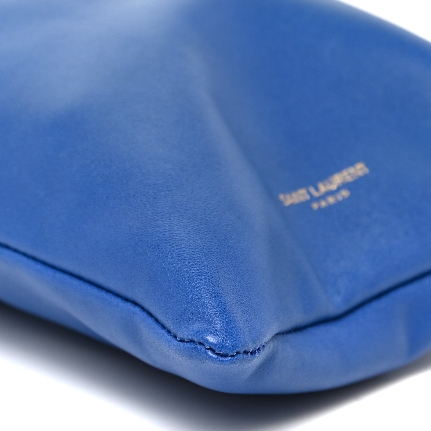 Saint Laurent Lambskin Paris Drawstring Pouch Bleu Majorelle 8 of 10