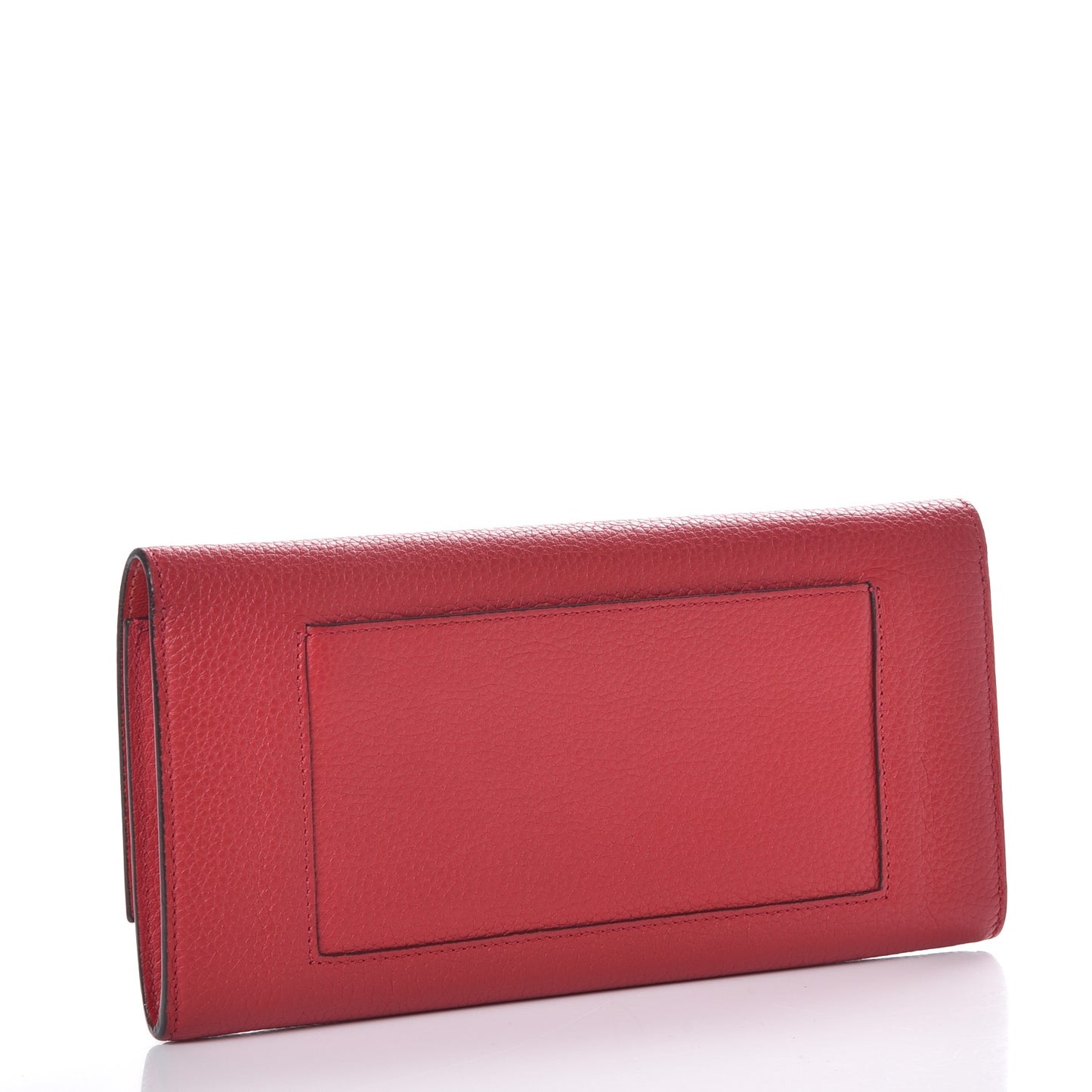Drummed Calfskin Large Multifunction Flap Wallet Coquelicot