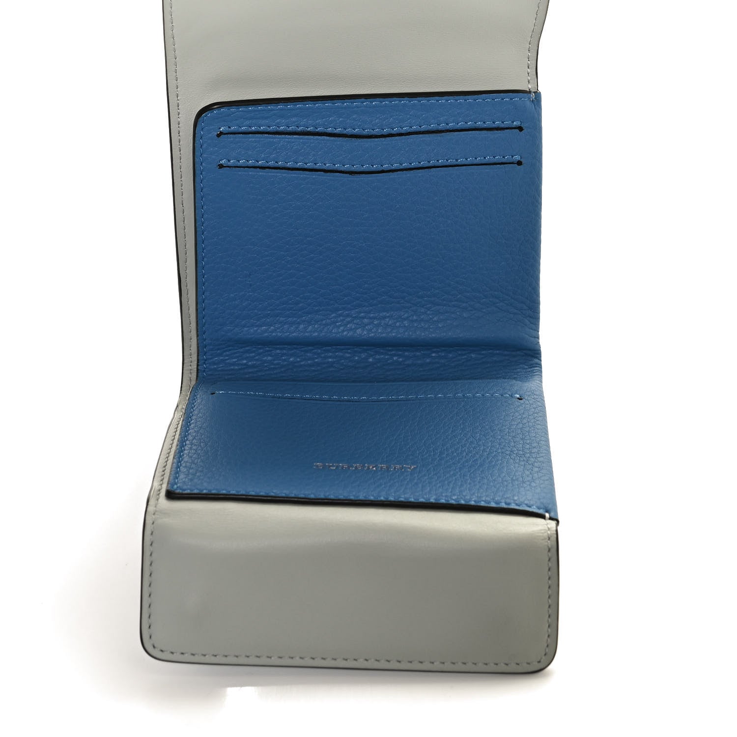 Burberry Grained Calfskin Tri-Fold Compact Wallet Blue 6 of 11