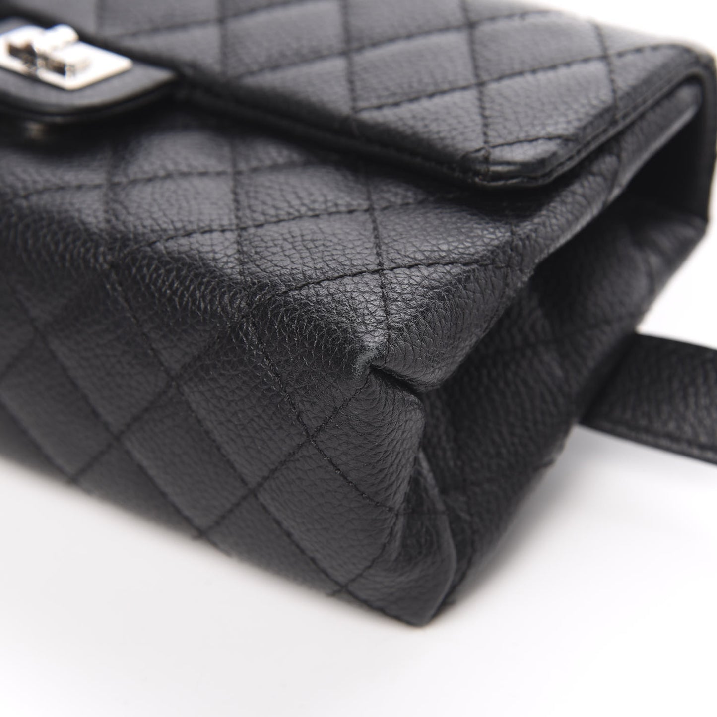 Grained Calfskin Quilted 2.55 Reissue Flap Belt Bag Clutch Black