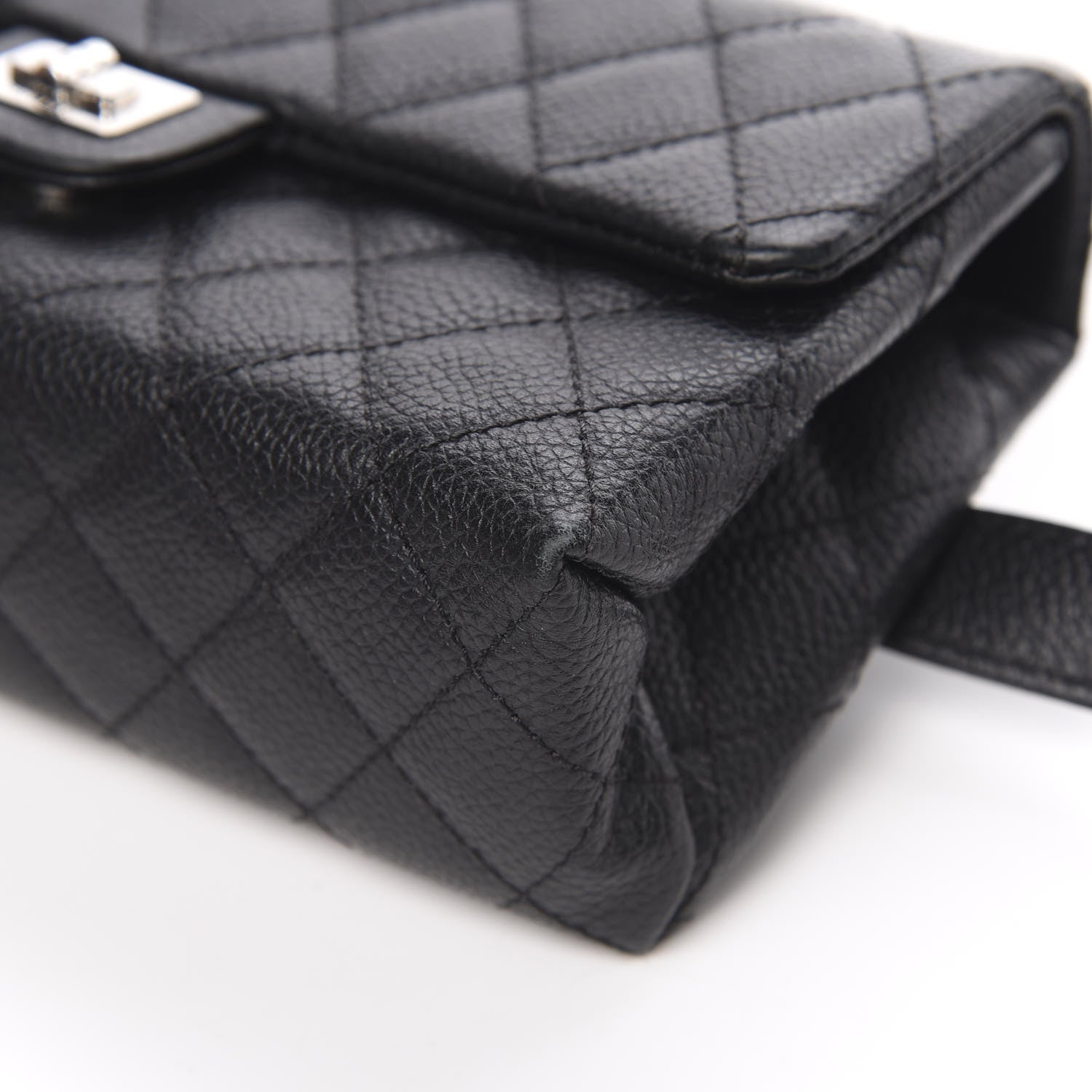 Chanel Grained Calfskin Quilted 2.55 Reissue Flap Belt Bag Clutch Black 12 of 13