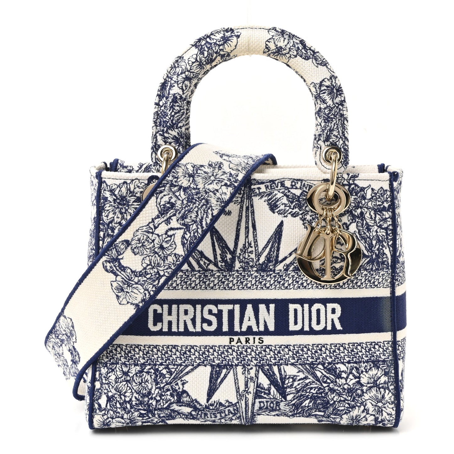 Canvas Reverse Embroidered Rêve d'Infini Medium Lady D-Lite Blue Multicolor