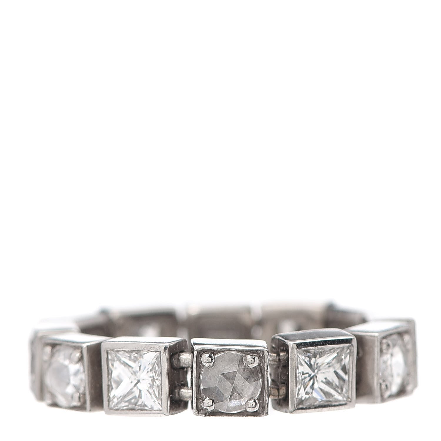 Tiffany 18K White Gold Diamond T Line Band Ring 47 4.25 3 of 5
