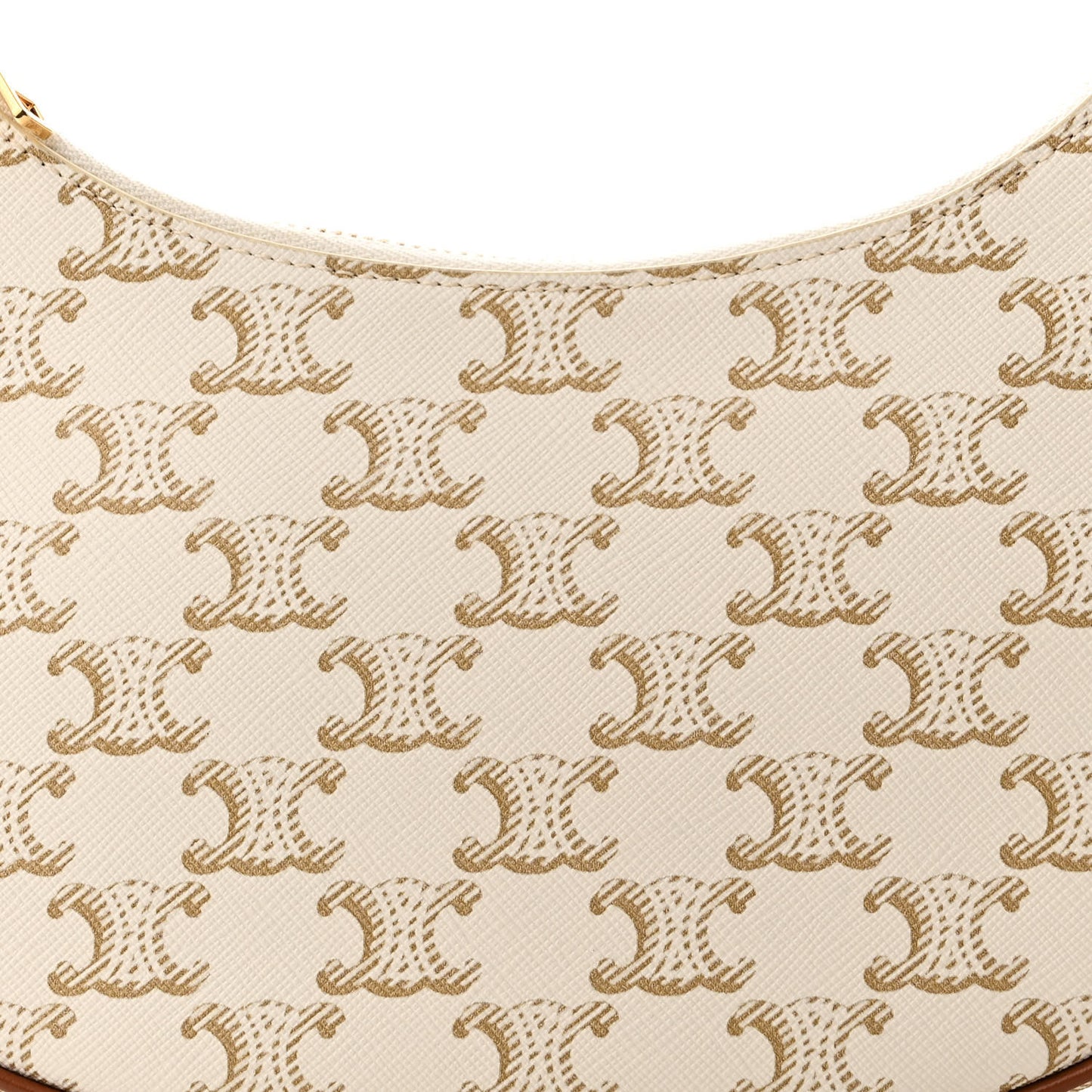 Canvas Calfskin Ava Triomphe Shoulder Bag White
