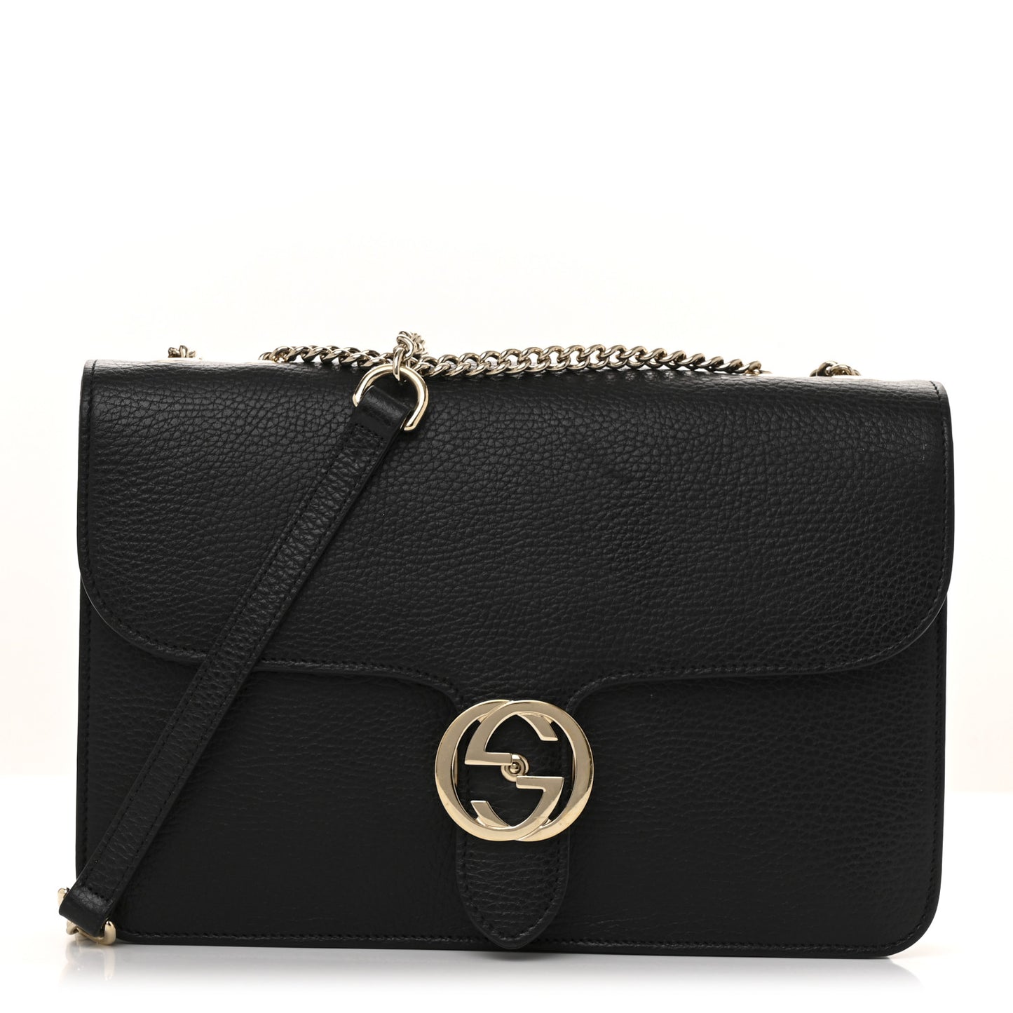 Dollar Calfskin Interlocking G Shoulder Bag Black