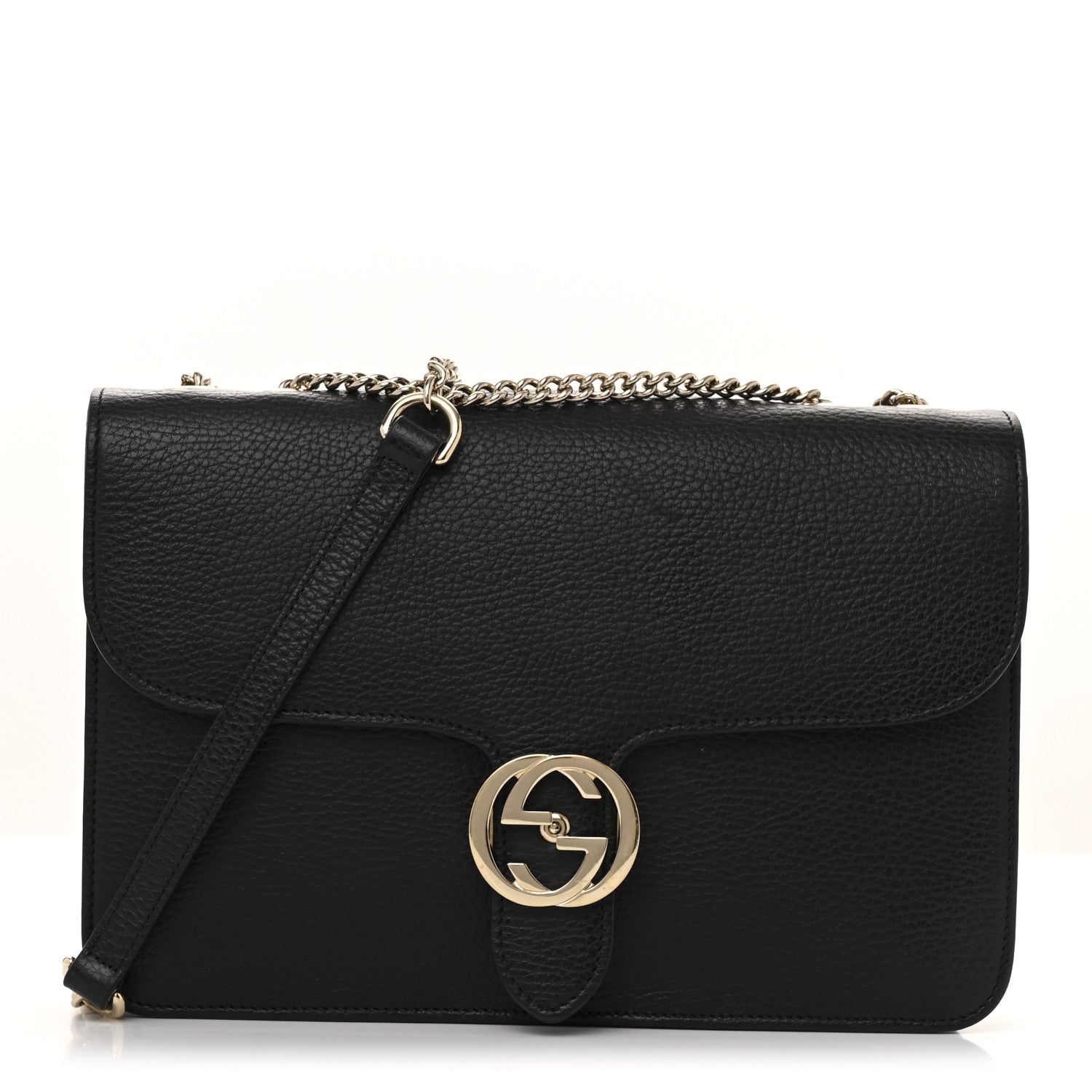 Gucci Dollar Calfskin Interlocking G Shoulder Bag Black 1 of 13