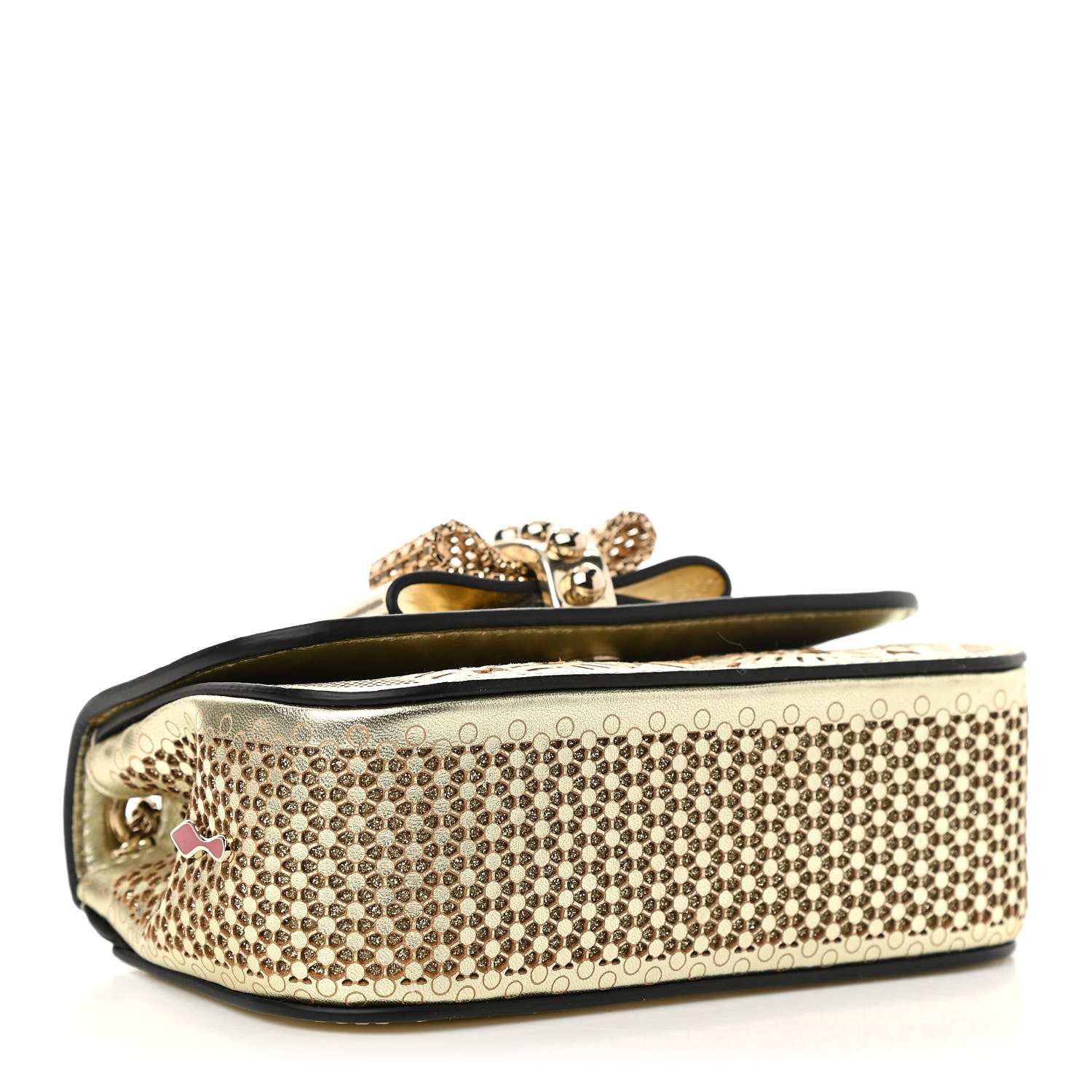 Christian Louboutin Metallic Laser Cut Nappa Mini Sweety Charity Crossbody Bag Gold 3 of 9