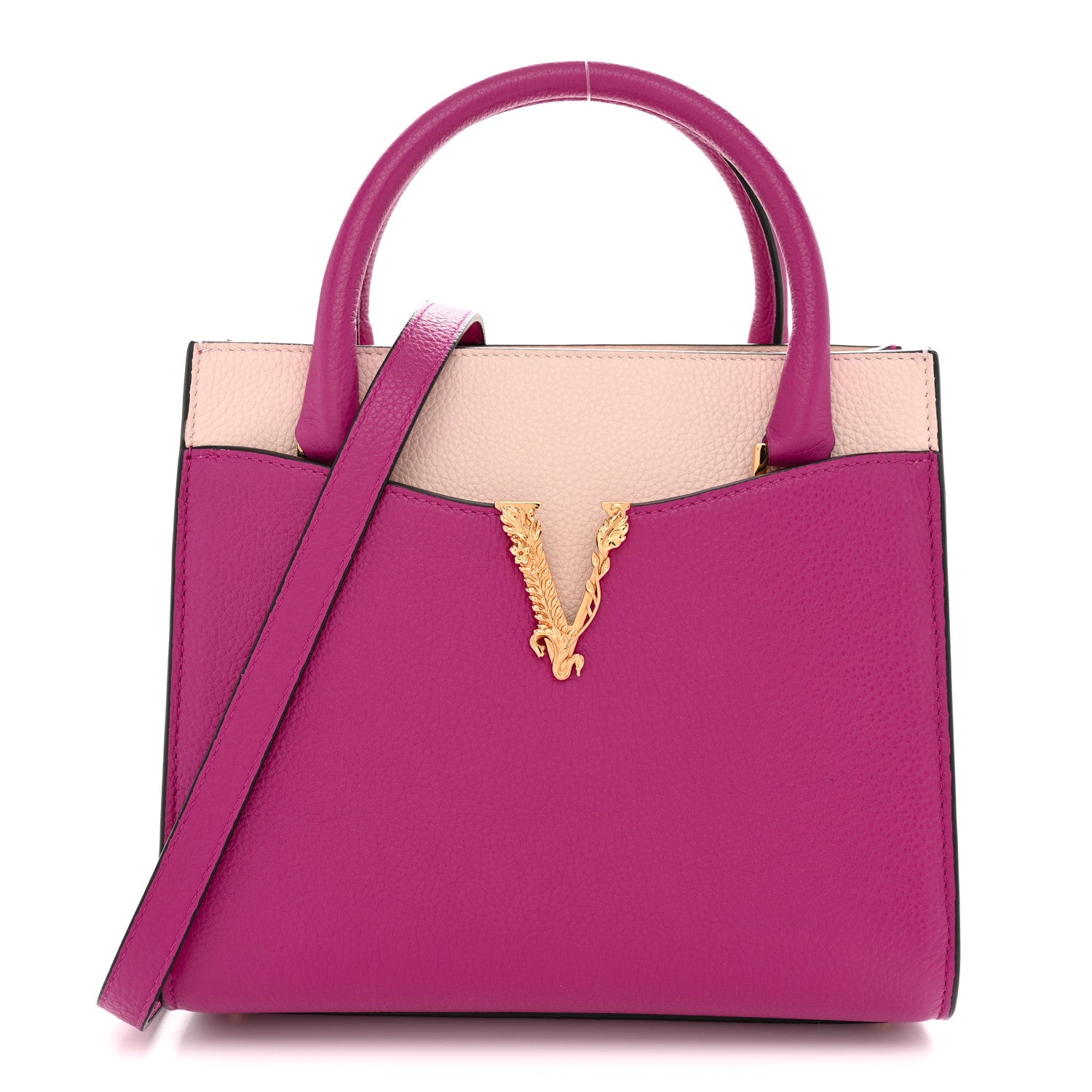 Versace Grainy Calfskin Virtus Top Handle Tote Pink Light Pink 1 of 10