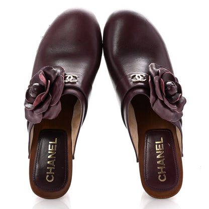 Chanel Calfskin Camellia Clogs 40 Dark Purple 2 of 12