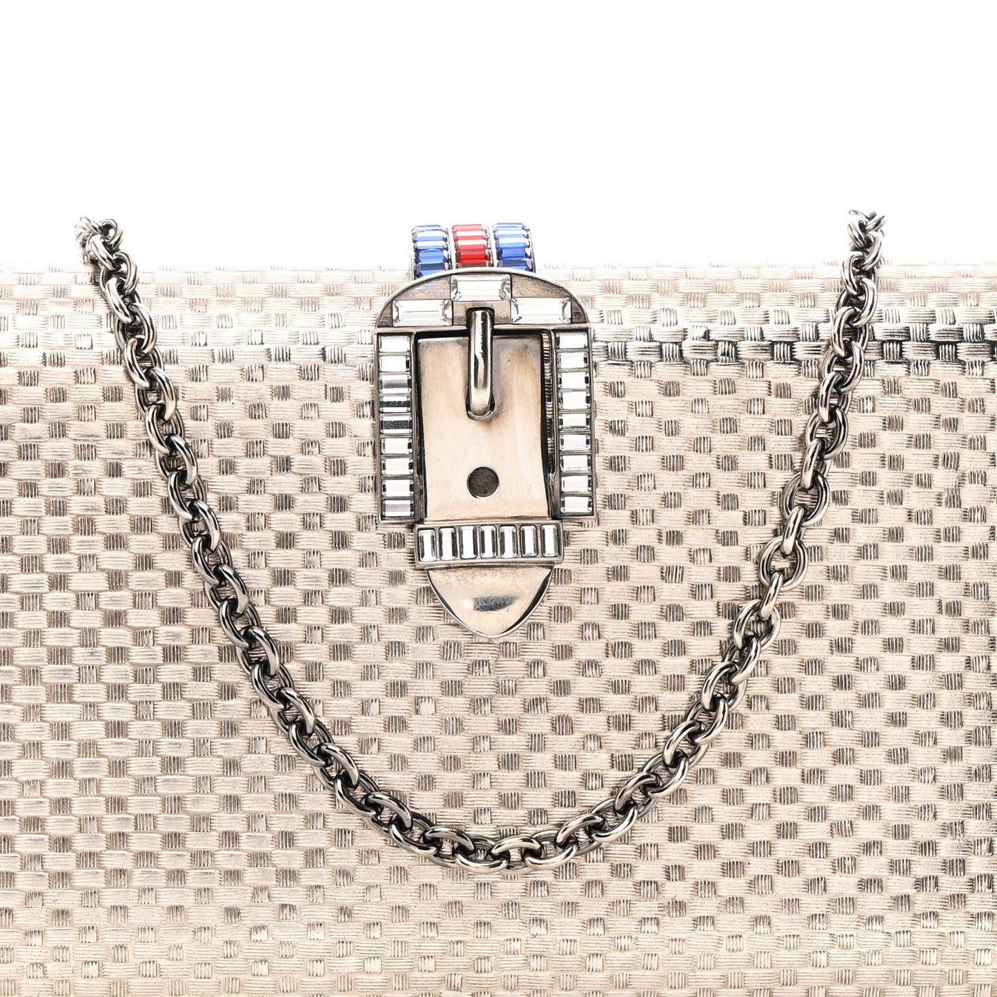 Metal Crystal Buckle Small Chain Shoulder Bag Silver