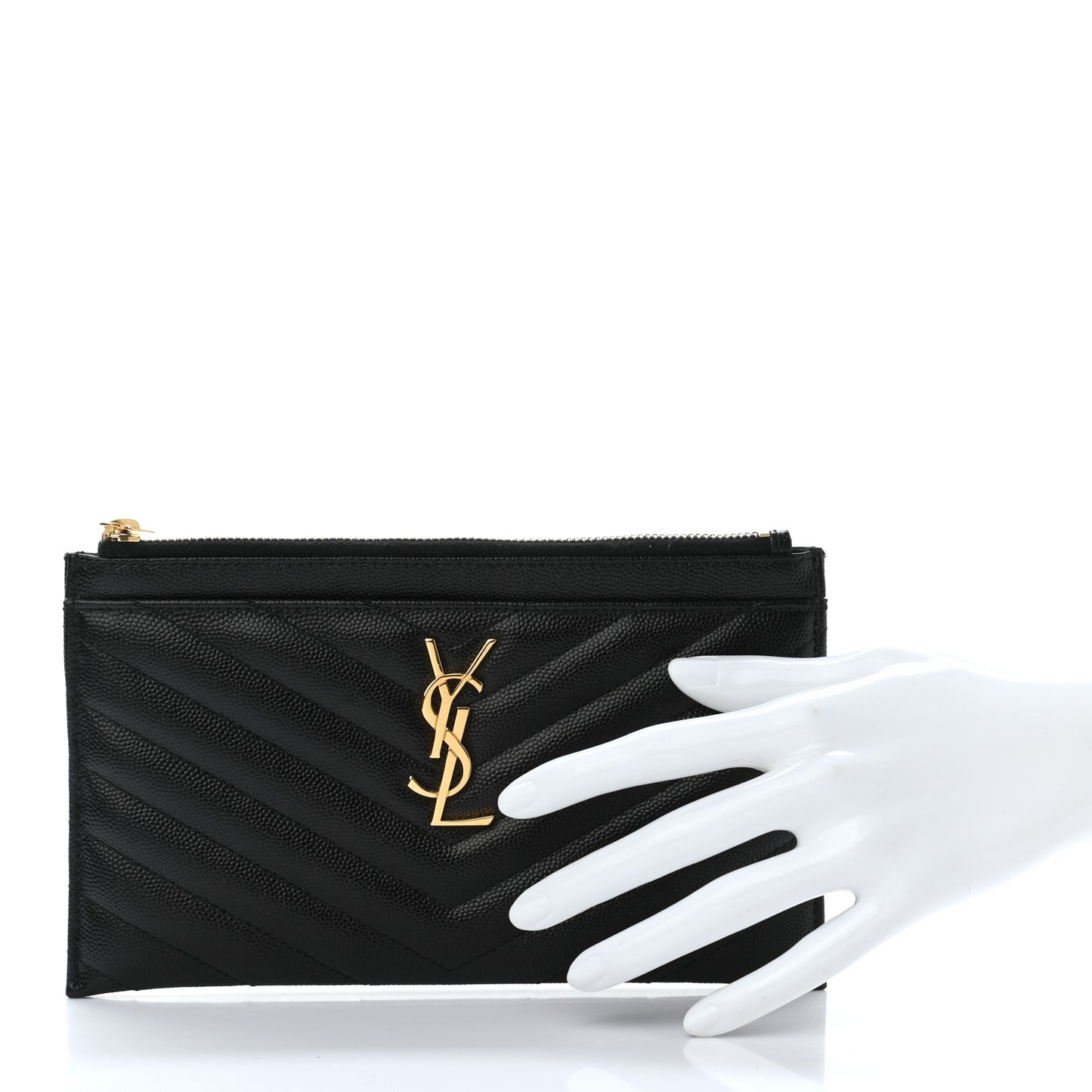 Grain De Poudre Chevron Monogram Bill Pouch Black