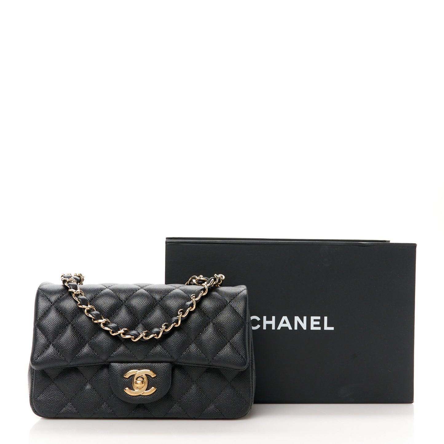 Caviar Quilted Mini Rectangular Flap Black
