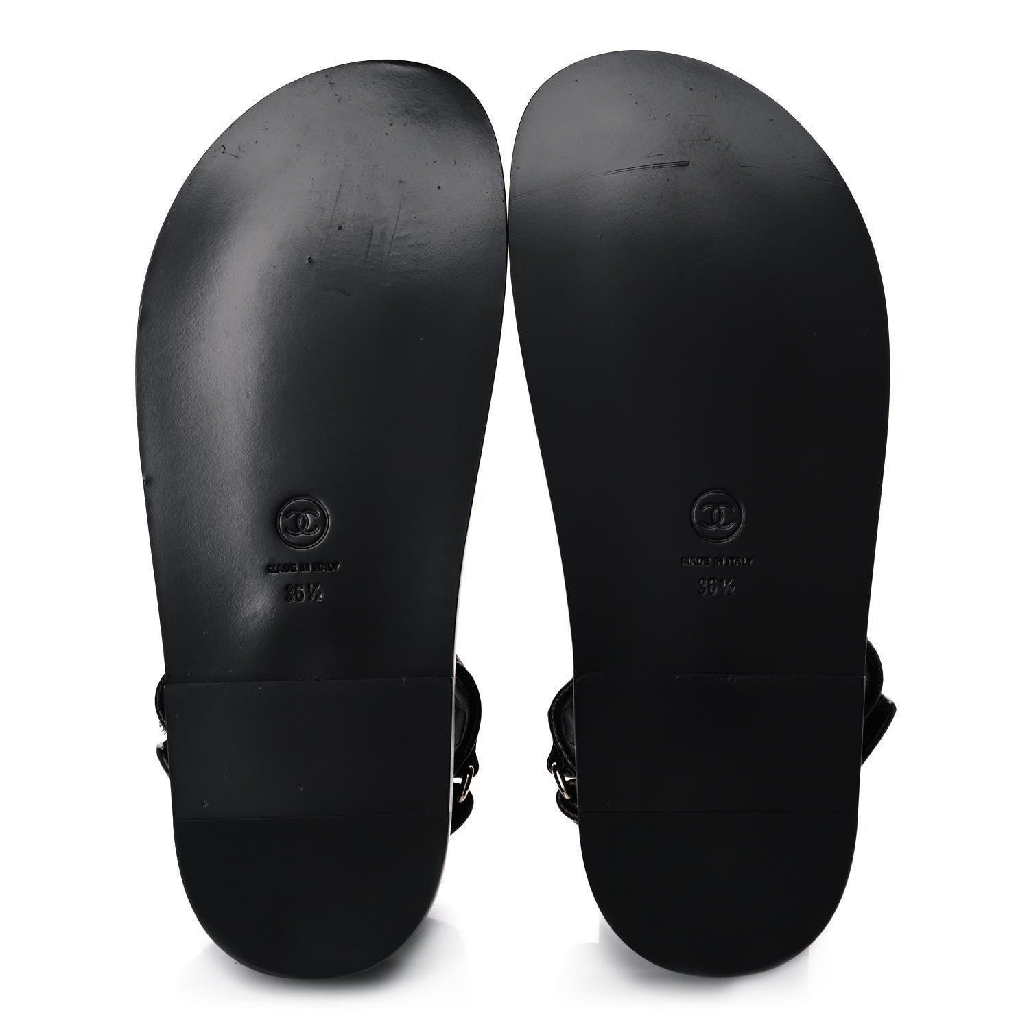 Chanel Grained Calfskin Velcro Dad Sandals 36.5 Black 5 of 9