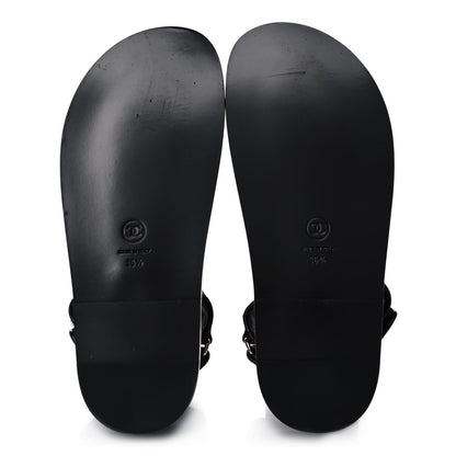 Chanel Grained Calfskin Velcro Dad Sandals 36.5 Black 5 of 9