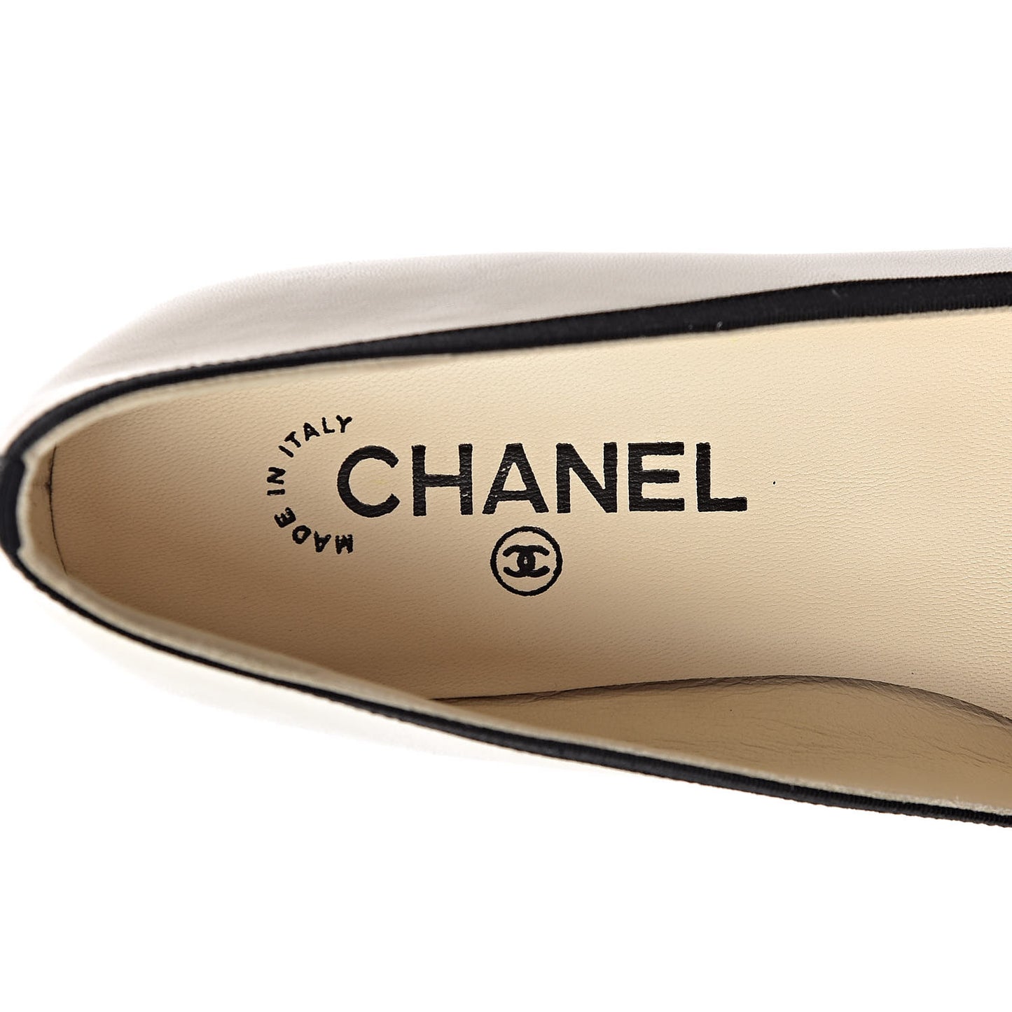 Lambskin Grosgrain Bow Cap Ballet Flats 38.5 White