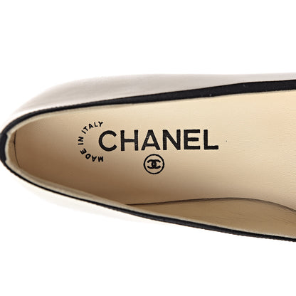 Chanel Lambskin Grosgrain Bow Cap Ballet Flats 38.5 White 8 of 10