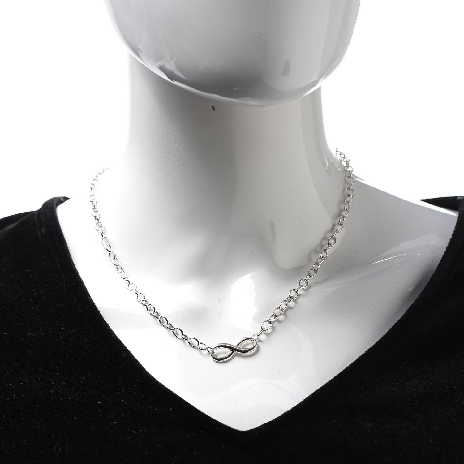 Tiffany Sterling Silver Narrow Infinity Link Necklace 2 of 5
