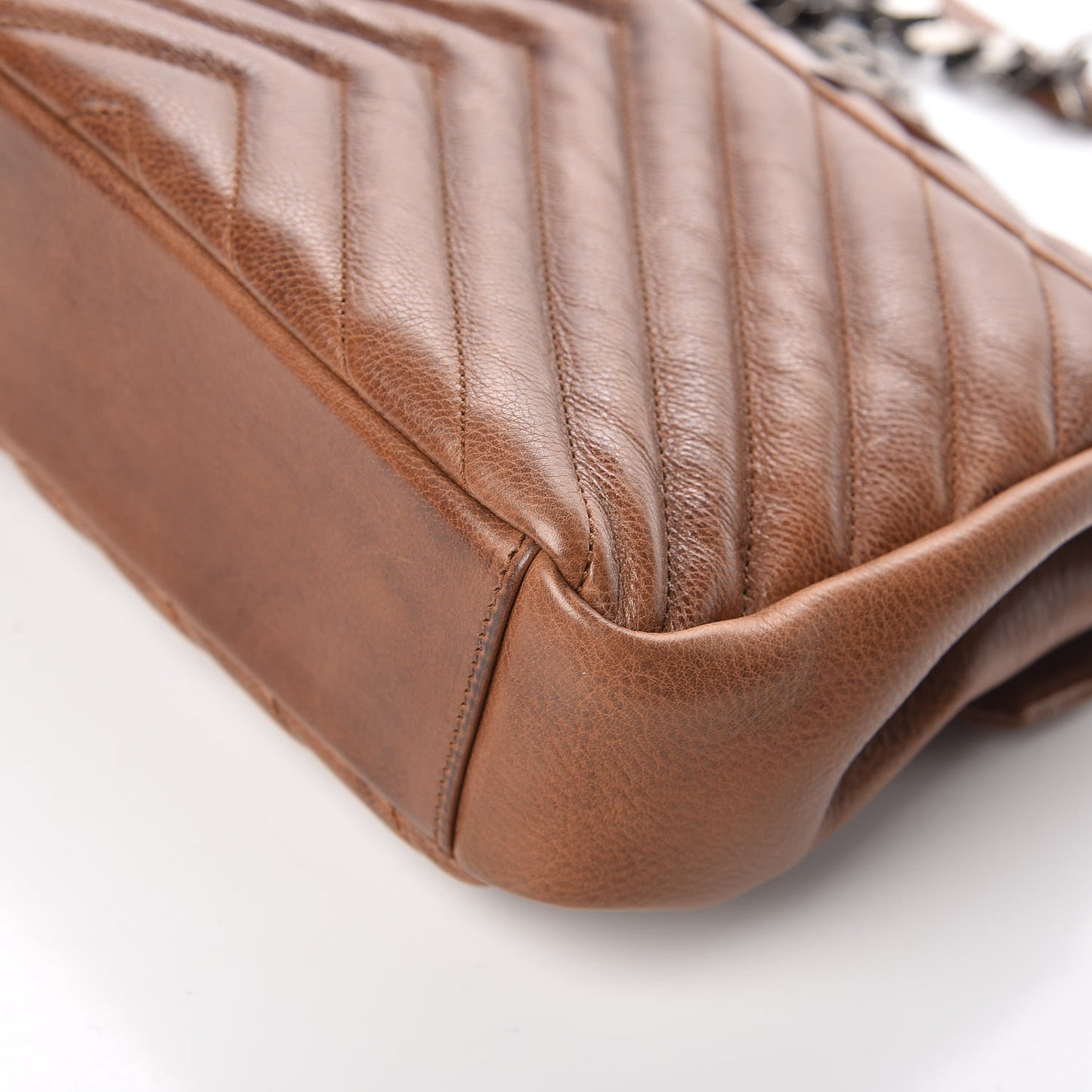 Calfskin Matelasse Chevron Monogram Medium College Bag Cognac