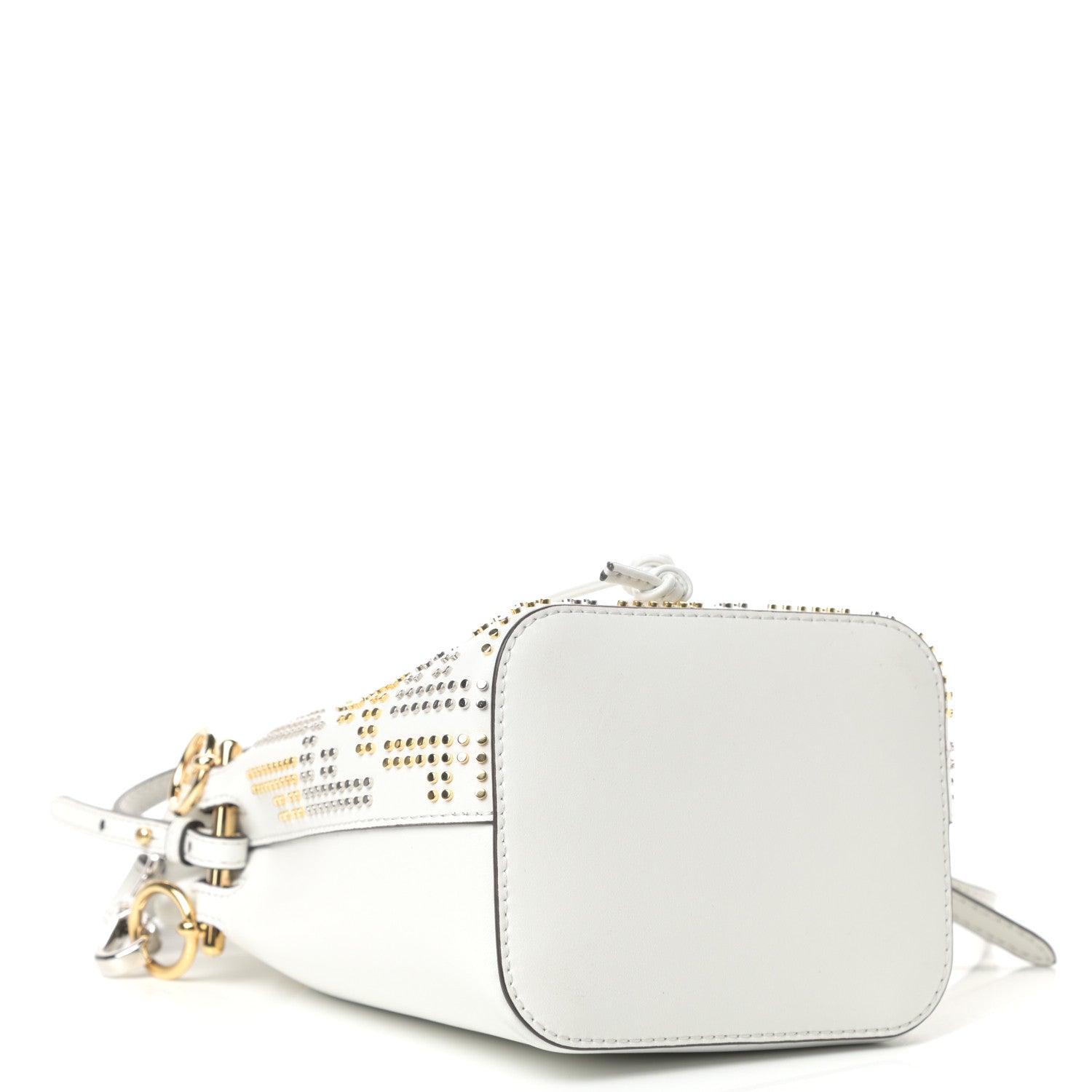 Fendi Vitello Liberty F is Fendi FF Studded Mini Mon Tresor Bucket Bag White 4 of 11