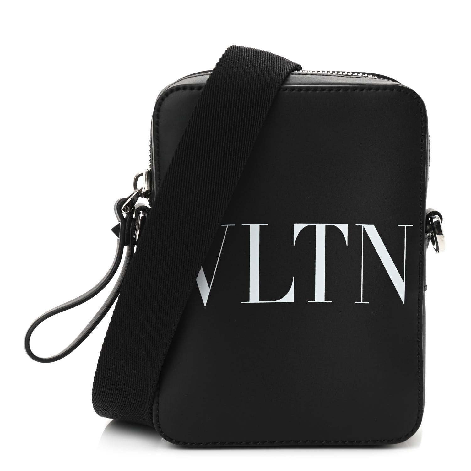 Valentino Garavani Calfskin VLTN Print Messenger Bag Black 1 of 9