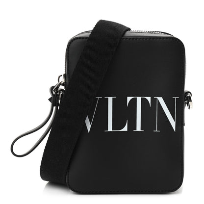 Valentino Garavani Calfskin VLTN Print Messenger Bag Black 1 of 9