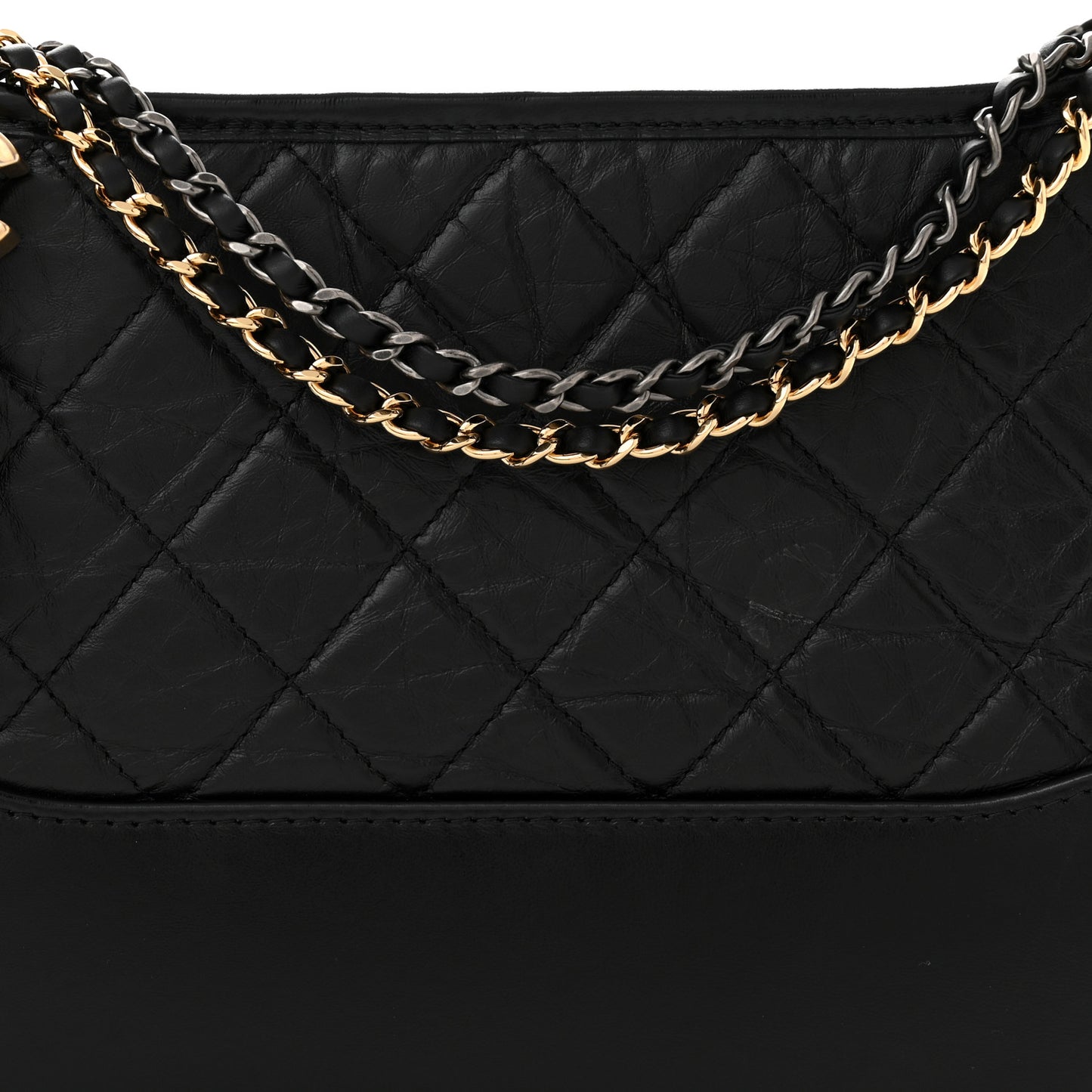 Aged Calfskin Quilted New Medium Gabrielle Hobo Black