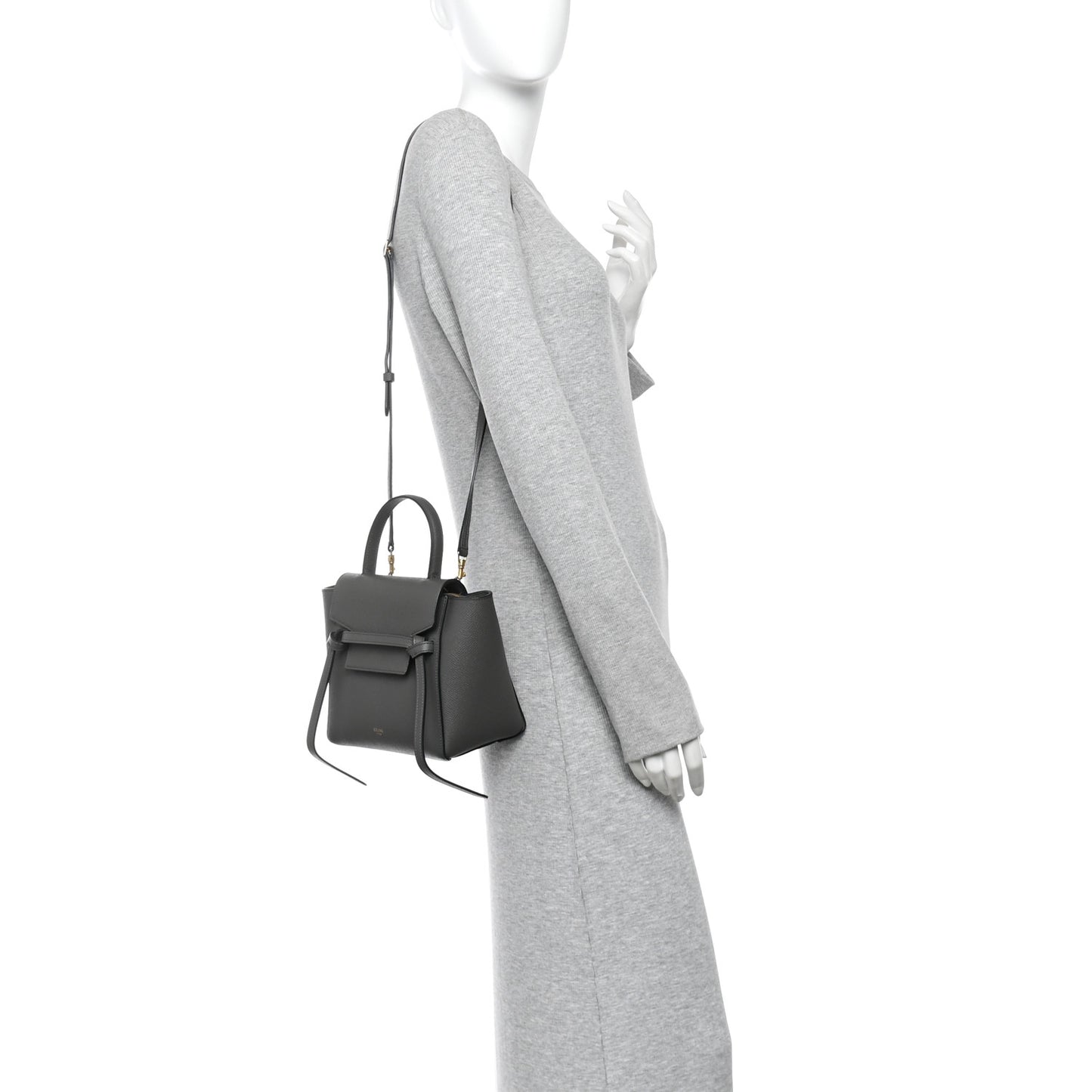 Grained Calfskin Nano Belt Bag Grey