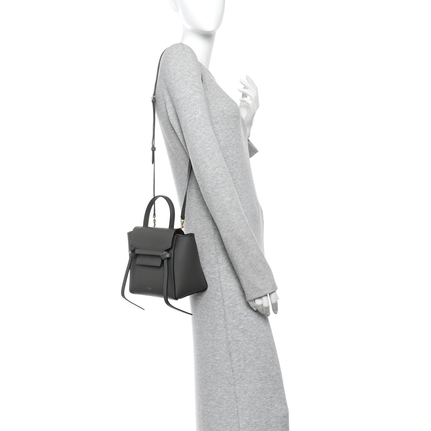 Celine Grained Calfskin Nano Belt Bag Grey 2 of 10
